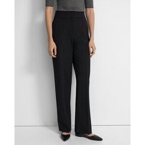 THEORY pants good wool high waist wide leg modern traceable stretch black 4